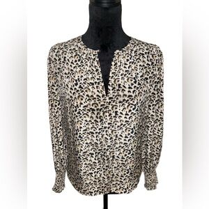 Rebecca Taylor 100% Silk Black and Cream Leopard Blouse- size 4